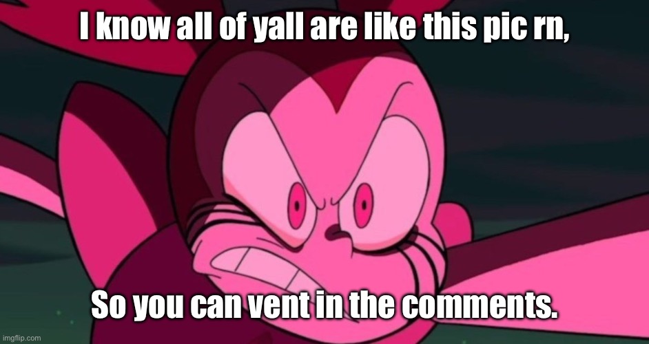 Mad Spinel | I know all of yall are like this pic rn, So you can vent in the comments. | image tagged in mad spinel | made w/ Imgflip meme maker
