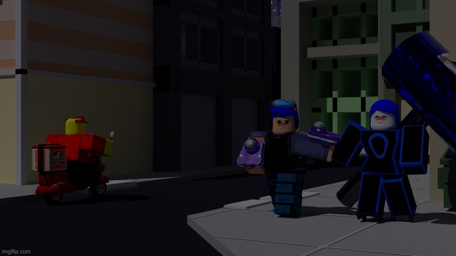 One of my blender renders of my ocs alccoder and hyperbike | image tagged in original character,roblox | made w/ Imgflip meme maker