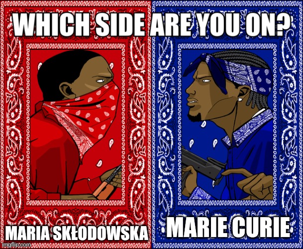This meme was made by a Pole BTW | MARIA SKŁODOWSKA; MARIE CURIE | image tagged in which side are you on | made w/ Imgflip meme maker