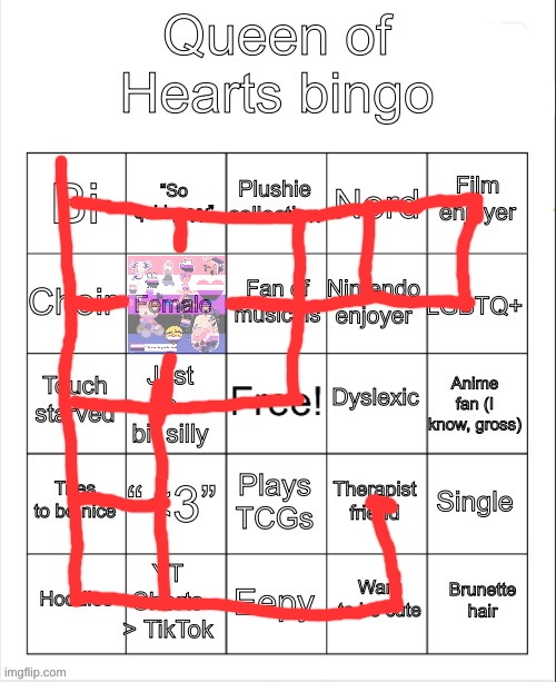Queen of hearts bingo | image tagged in queen of hearts bingo | made w/ Imgflip meme maker