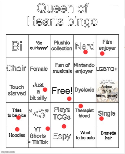 Queen of hearts bingo | image tagged in queen of hearts bingo | made w/ Imgflip meme maker