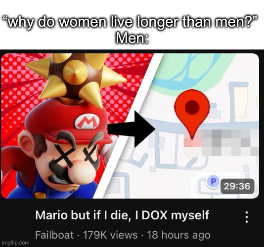 one of life’s greatest mysteries (it isnt) | “why do women live longer than men?” 
Men: | image tagged in men | made w/ Imgflip meme maker
