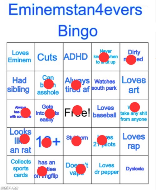 Grease_Monkey: u don't look like a rat | image tagged in eminemstans4evers bingo | made w/ Imgflip meme maker