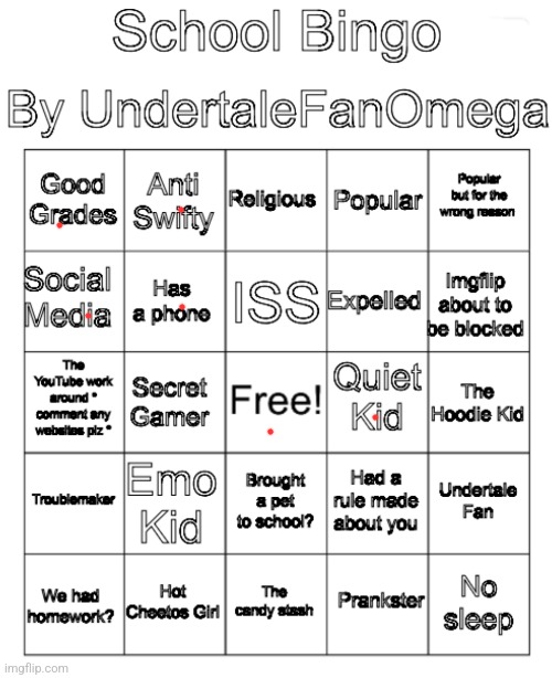 did buns on this as well | image tagged in school bingo | made w/ Imgflip meme maker