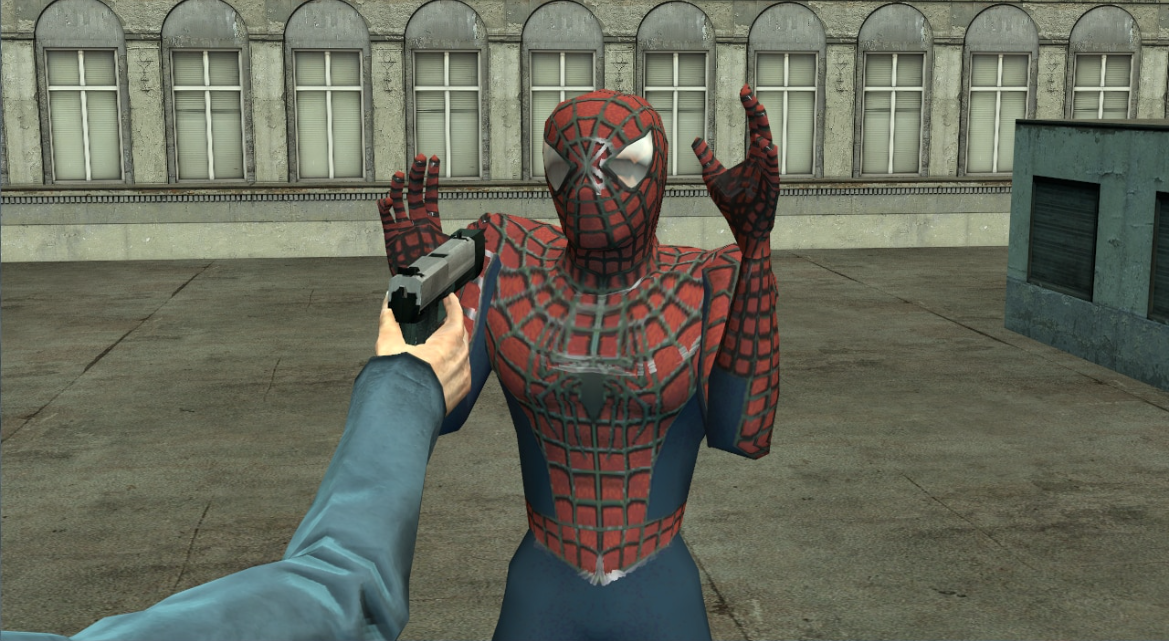Stick em up Spiderman! Blank Meme Template