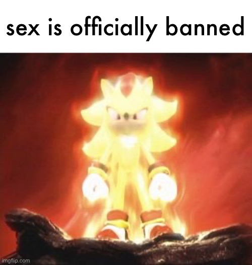 Super Shadow | sex is officially banned | image tagged in super shadow | made w/ Imgflip meme maker