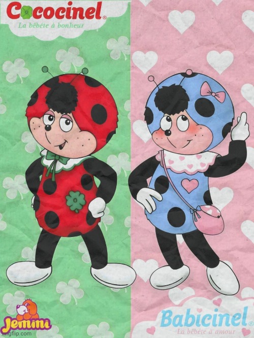 Cococinel 1992 (Cocomiel): Babicinel (Babimiel) | image tagged in ladybug cartoon magic clover,magic heart,pink and blue ladybug,cocomiel | made w/ Imgflip meme maker