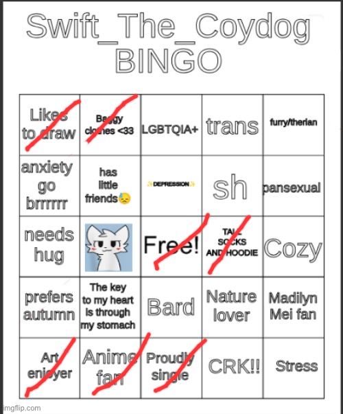 Swift_The_Coydog Bingo | image tagged in swift_the_coydog bingo | made w/ Imgflip meme maker