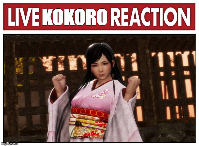 the best geisha of dead or alive 5 live in tv | KOKORO | image tagged in live reaction,kokoro,dead or alive,female | made w/ Imgflip meme maker