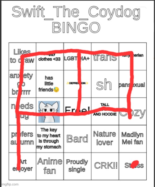 P | image tagged in swift_the_coydog bingo | made w/ Imgflip meme maker