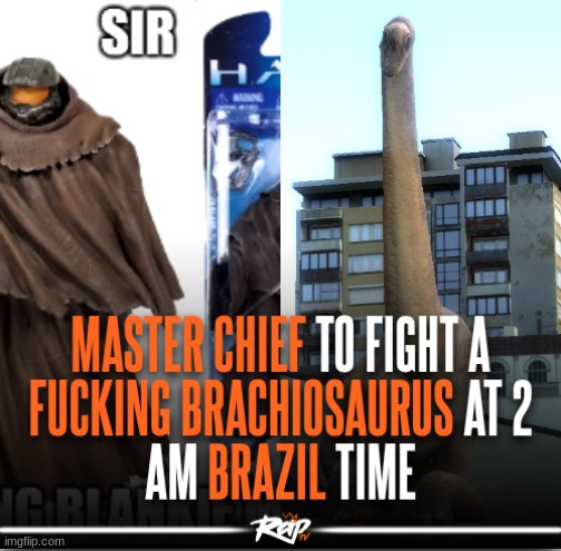 can he do it | image tagged in halo,jurassic world,master chief,brachiosaurus | made w/ Imgflip meme maker