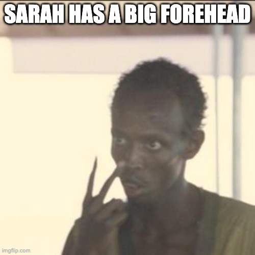 Look At Me | SARAH HAS A BIG FOREHEAD | image tagged in memes,look at me | made w/ Imgflip meme maker