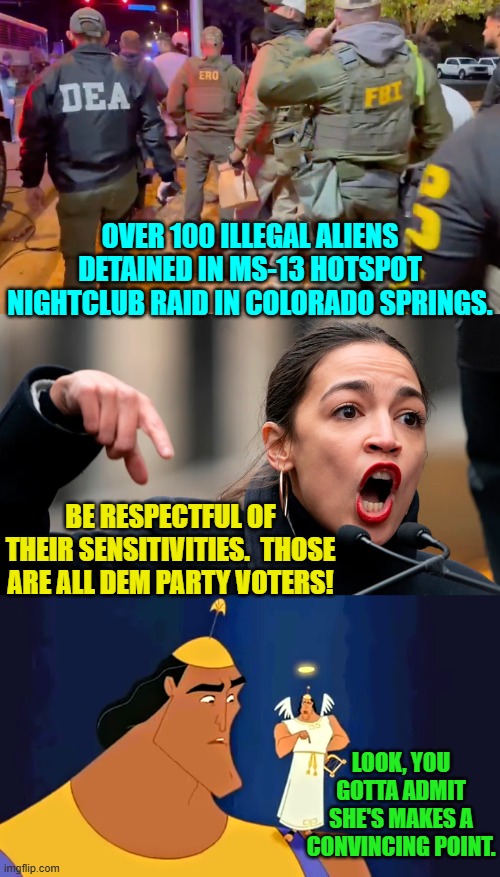 It rarely happens, but when she's right, she's right. | OVER 100 ILLEGAL ALIENS DETAINED IN MS-13 HOTSPOT NIGHTCLUB RAID IN COLORADO SPRINGS. BE RESPECTFUL OF THEIR SENSITIVITIES.  THOSE ARE ALL DEM PARTY VOTERS! LOOK, YOU GOTTA ADMIT SHE'S MAKES A CONVINCING POINT. | image tagged in yep | made w/ Imgflip meme maker
