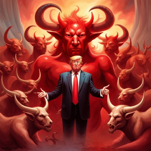 image tagged in god didn't make trump it was the other guy devil satan hell | made w/ Imgflip meme maker
