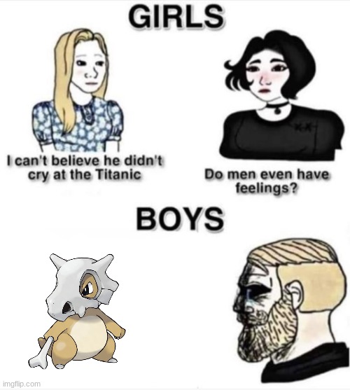 The story of Cubone is very sad | image tagged in do men even have feelings | made w/ Imgflip meme maker
