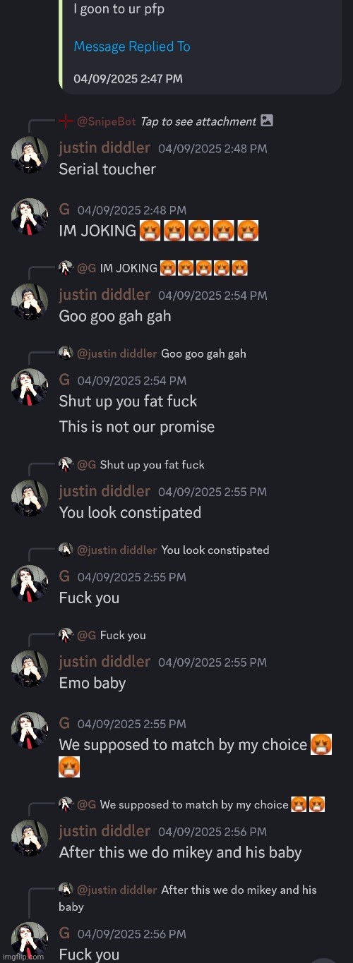 Cursed Discord server chat | image tagged in p diddy,gerard way,justin bieber,hoax,discord,argument | made w/ Imgflip meme maker