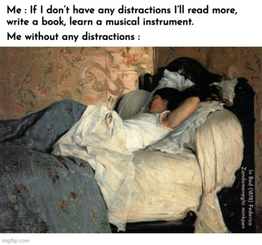 Indeed | image tagged in artmemes,art memes,bpd,procrastination,lazy,sleep | made w/ Imgflip meme maker