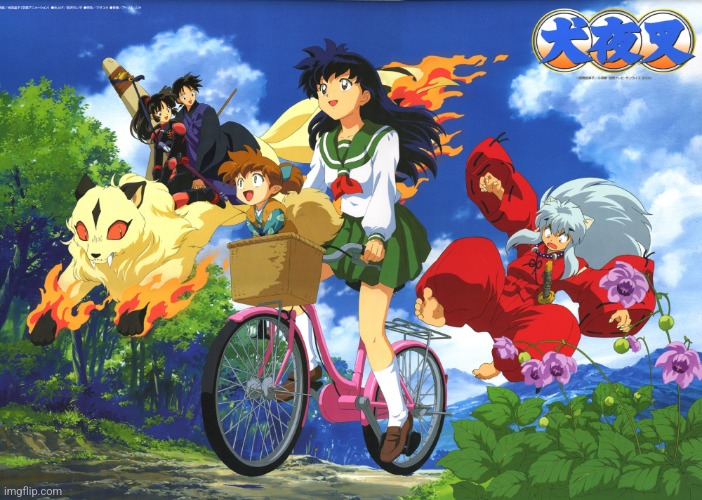 Inuyasha falls off Kagome's bike | image tagged in inuyasha falls off kagome's bike | made w/ Imgflip meme maker