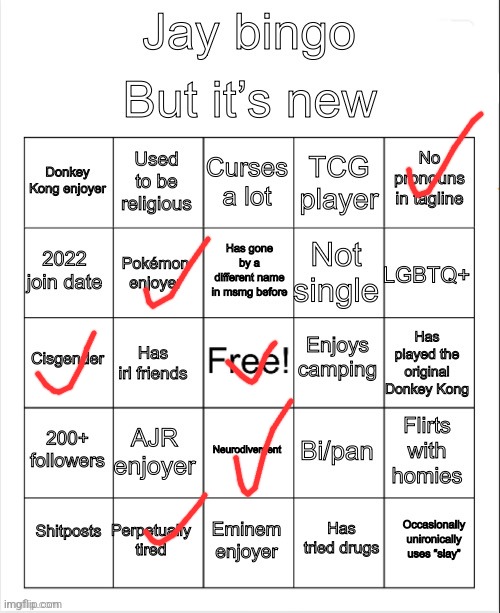 Jay new bingo | image tagged in jay new bingo | made w/ Imgflip meme maker