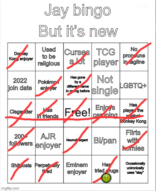 Jay new bingo | 🤢 | image tagged in jay new bingo | made w/ Imgflip meme maker
