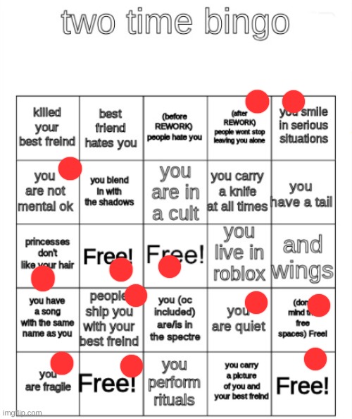 No idea of anything about forsaken, just decided to do this | image tagged in two time bingo | made w/ Imgflip meme maker