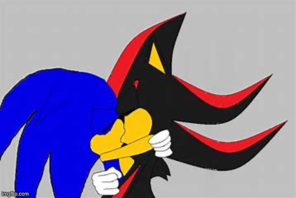Sonic Kissing Shadow | image tagged in sonic kissing shadow | made w/ Imgflip meme maker