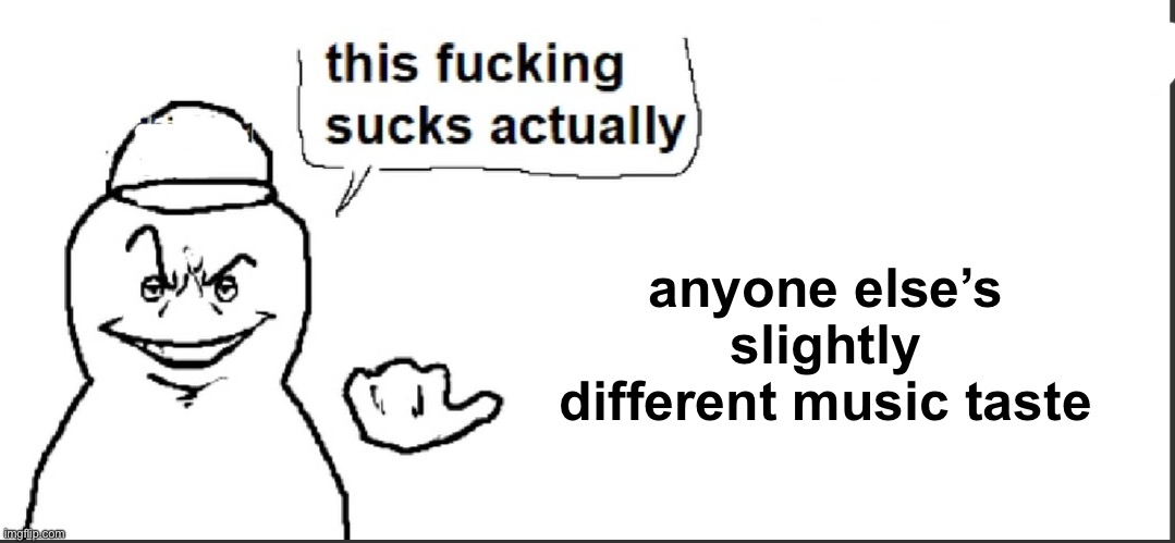 Litteraly the coolest thing ever(blank) | anyone else’s slightly different music taste | image tagged in litteraly the coolest thing ever blank | made w/ Imgflip meme maker
