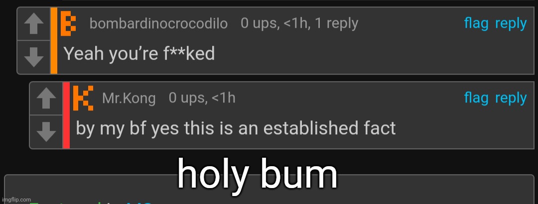 holy bum | made w/ Imgflip meme maker