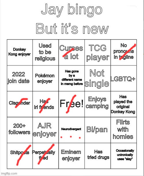 the dots are bcs i have adhd but i think the hype around mental illnesses is stupid | image tagged in jay new bingo | made w/ Imgflip meme maker