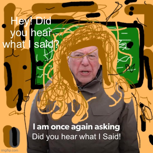 Bernie I Am Once Again Asking For Your Support Meme | Hey! Did you hear what I said? Did you hear what I Said! | image tagged in memes,bernie i am once again asking for your support | made w/ Imgflip meme maker