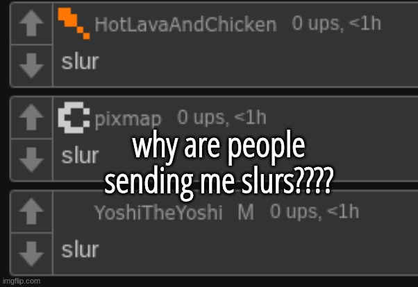 why are people sending me slurs???? | made w/ Imgflip meme maker