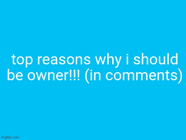 top reasons why i should be owner!!! (in comments) | made w/ Imgflip meme maker