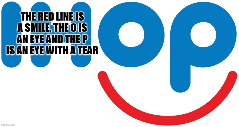 IHOP sad face | THE RED LINE IS A SMILE, THE O IS AN EYE AND THE P IS AN EYE WITH A TEAR | image tagged in ihop | made w/ Imgflip meme maker