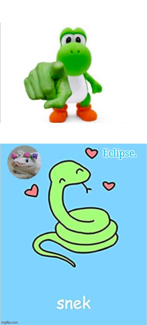 image tagged in pointing yoshi,eclipse snek temp thanks sayori | made w/ Imgflip meme maker