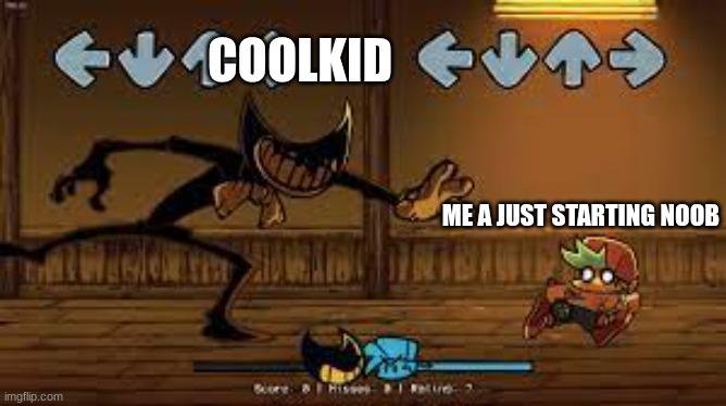 just let me BE (no im not a noob) | COOLKID; ME A JUST STARTING NOOB | image tagged in nightmare meme,c00lkidd | made w/ Imgflip meme maker