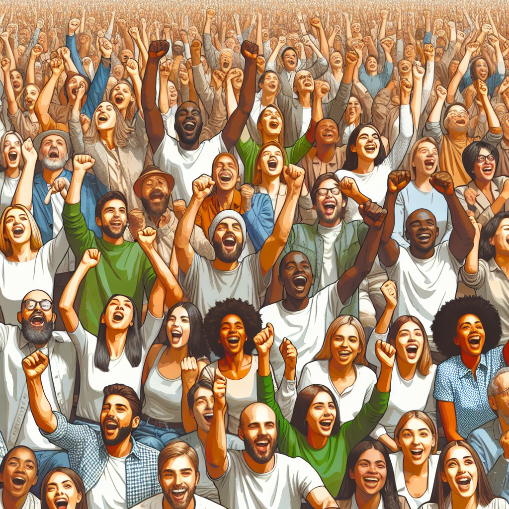 People cheering Blank Meme Template