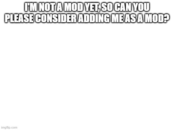 I'M NOT A MOD YET, SO CAN YOU PLEASE CONSIDER ADDING ME AS A MOD? | made w/ Imgflip meme maker