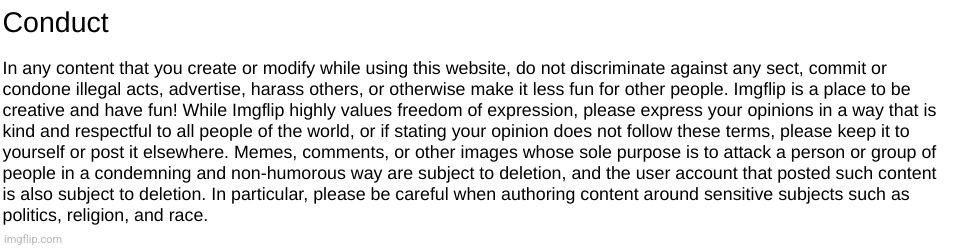 Conduct terms of use | image tagged in conduct terms of use | made w/ Imgflip meme maker