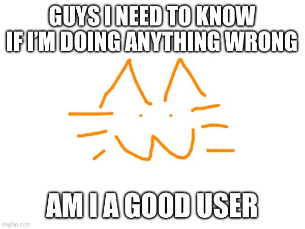 GUYS I NEED TO KNOW IF I’M DOING ANYTHING WRONG; AM I A GOOD USER | made w/ Imgflip meme maker