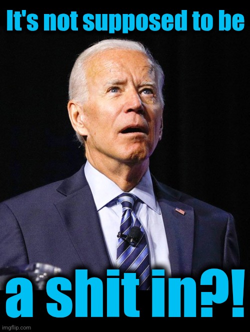 It's not supposed to be a shit in?! | image tagged in joe biden,blank black | made w/ Imgflip meme maker