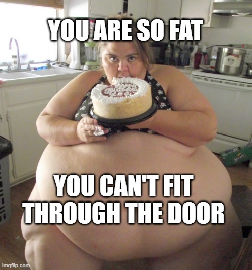 savage diss from me | YOU ARE SO FAT; YOU CAN'T FIT THROUGH THE DOOR | image tagged in happy birthday fat girl,diss,haha,fat people | made w/ Imgflip meme maker