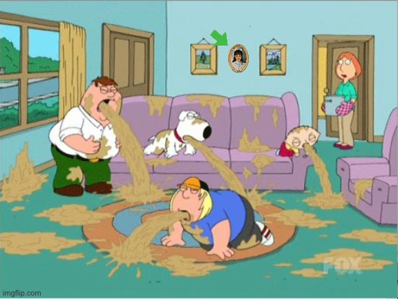 American Girl Reference in Family Guy | image tagged in family guy puke,family guy,peter griffin,lois griffin,stewie griffin,brian griffin | made w/ Imgflip meme maker