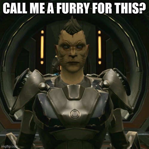 Am i a furry? | CALL ME A FURRY FOR THIS? | image tagged in cathar dread guard trooper | made w/ Imgflip meme maker