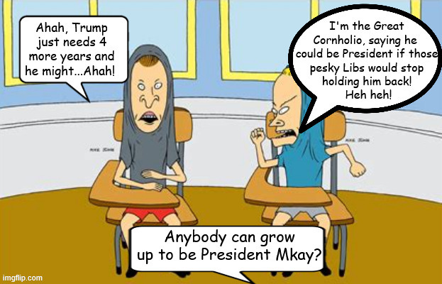 MAGA 2028 Bevis and Butt-Head | image tagged in maga 2028 bevis and butt-head,president some day,grow up,cornholio,mkay,maga man | made w/ Imgflip meme maker