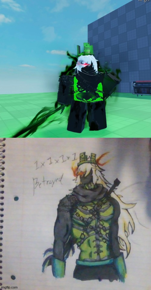 I got bored so I doodled. I though 1x1x1x1's Betrayed Skin from Forsaken looks neat in anime | image tagged in drawing | made w/ Imgflip meme maker
