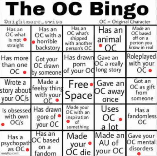 random ahh bingo | image tagged in the oc bingo | made w/ Imgflip meme maker