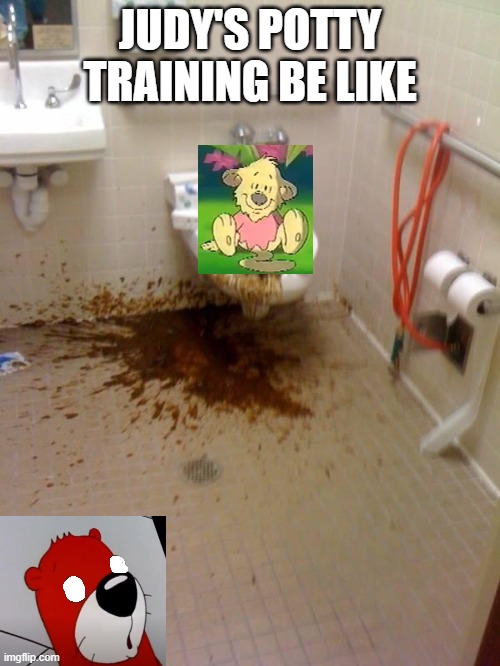 Peanut sees Judy Lionheart poops everywhere | JUDY'S POTTY TRAINING BE LIKE | image tagged in girls poop too | made w/ Imgflip meme maker