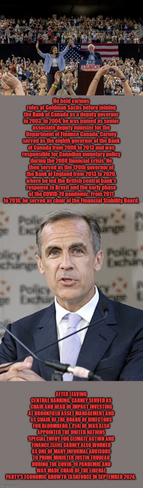 CARNEY is everything LIBs are suppose to hate, but they vote for him, Hes a assoc. of Soros i think | made w/ Imgflip meme maker