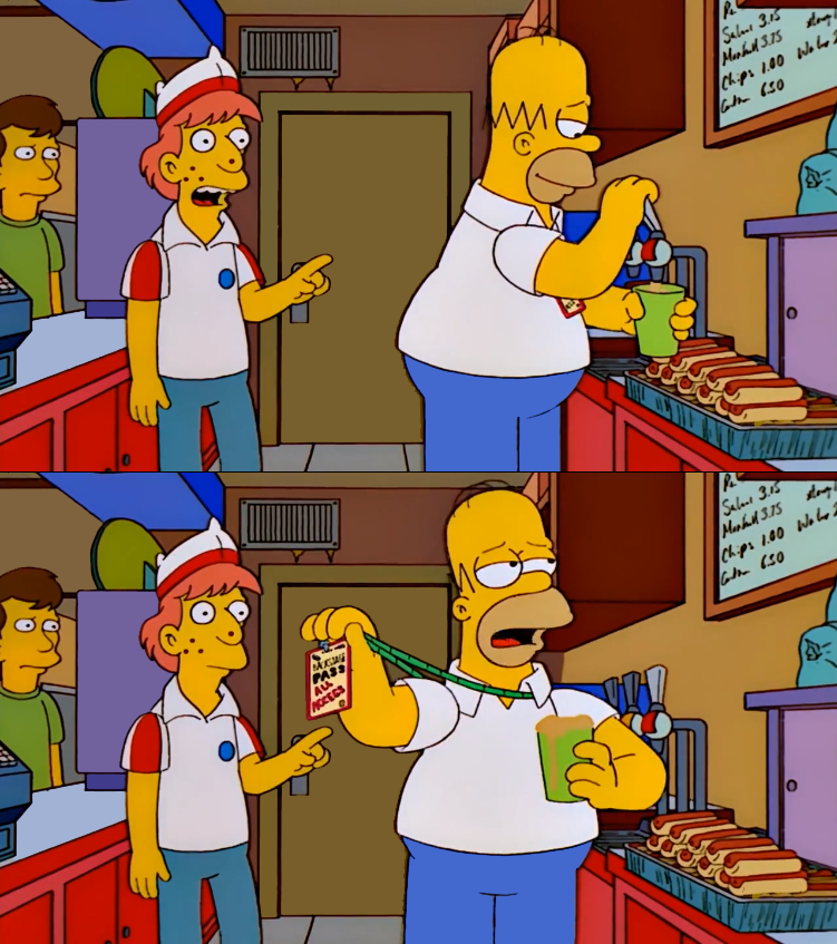 Homer VIP Pass Blank Meme Template