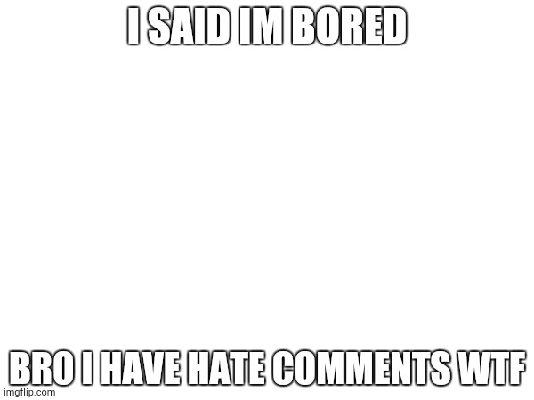 I SAID IM BORED; BRO I HAVE HATE COMMENTS WTF | made w/ Imgflip meme maker
